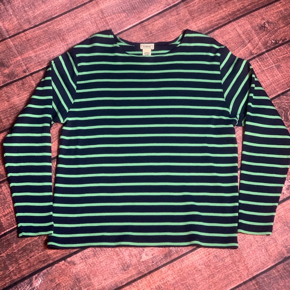 L.L. Bean Long Sleeved Knit Striped Top Size L
